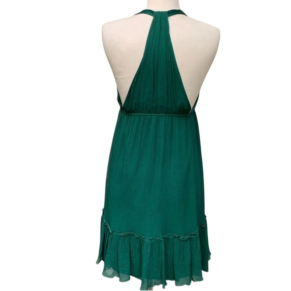 TUFI DUEK Green Silk T-Back Sleeveless Dress 100% Silk Lined - Picture 3 of 8